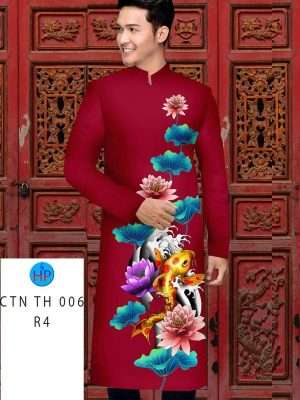 Vải Áo Dài Nam Hoa Sen Và Cá Chép AD CTNTH006 10